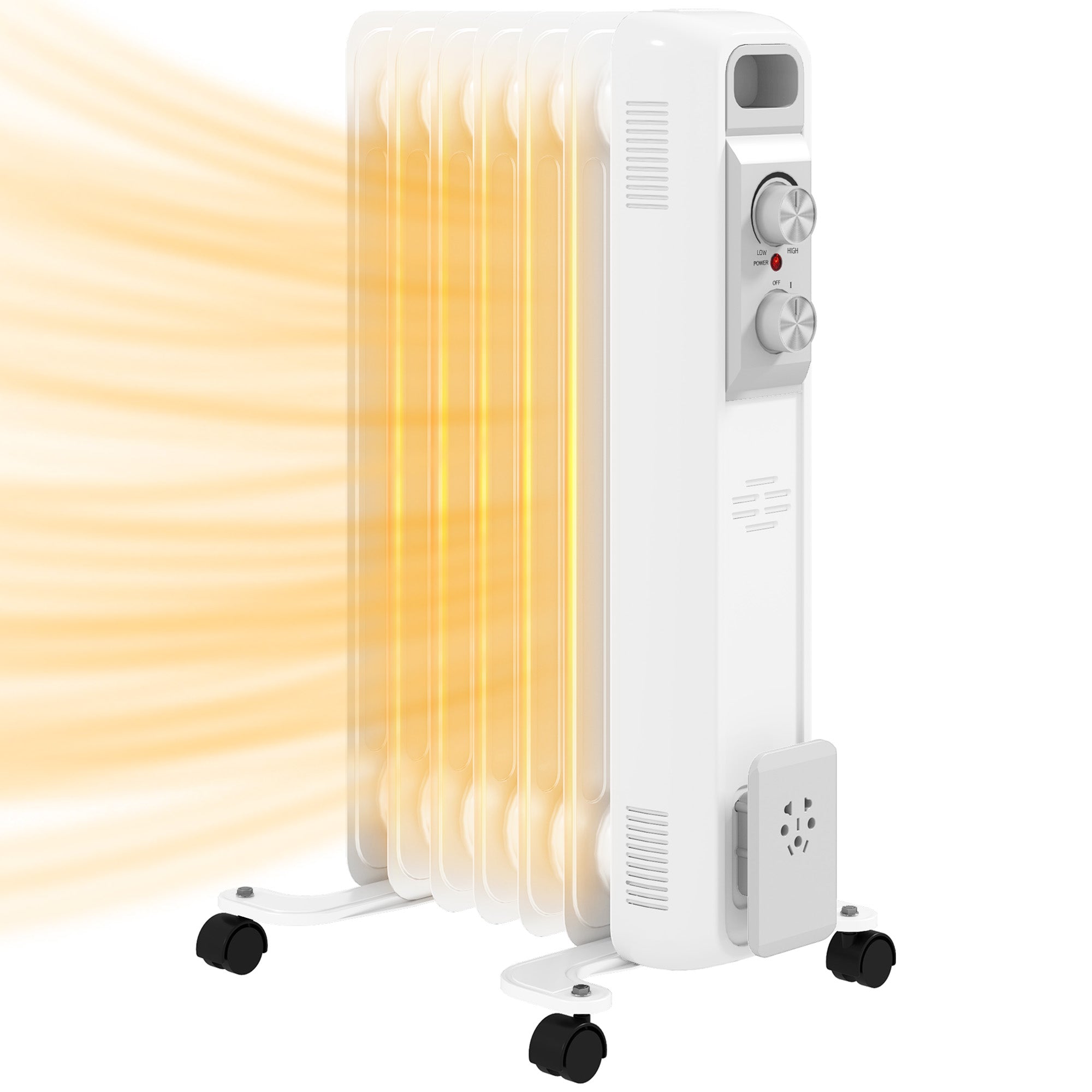 HOMCOM 1.5kW Seven Fin Oil-Filled Radiator - White